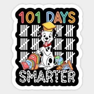 101 Days Of School Dalmatian Dog 100 Days Smarter Teacher Sticker